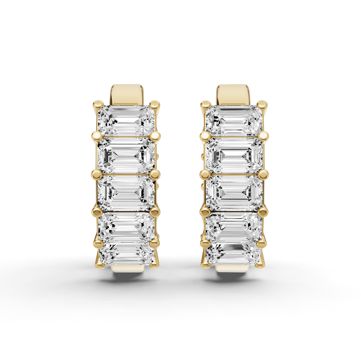 East - West Emerald 2 CTW Fancy Inside Out Hoop Earrings Lab Grown Diamonds