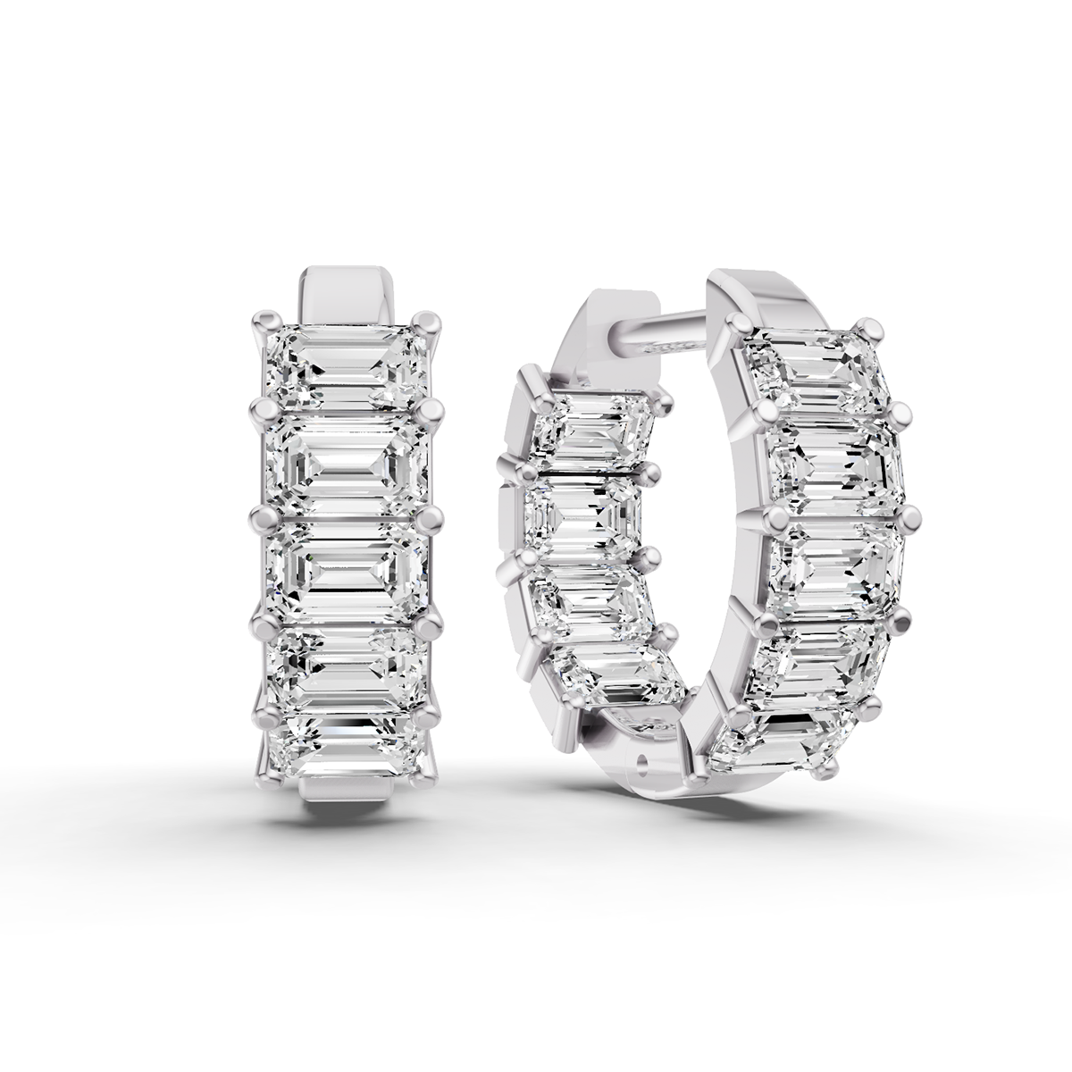 East - West Emerald 2 CTW Fancy Inside Out Hoop Earrings Lab Grown Diamonds