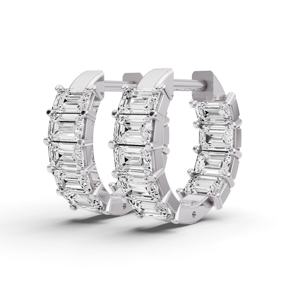 East - West Emerald 2 CTW Fancy Inside Out Hoop Earrings Lab Grown Diamonds