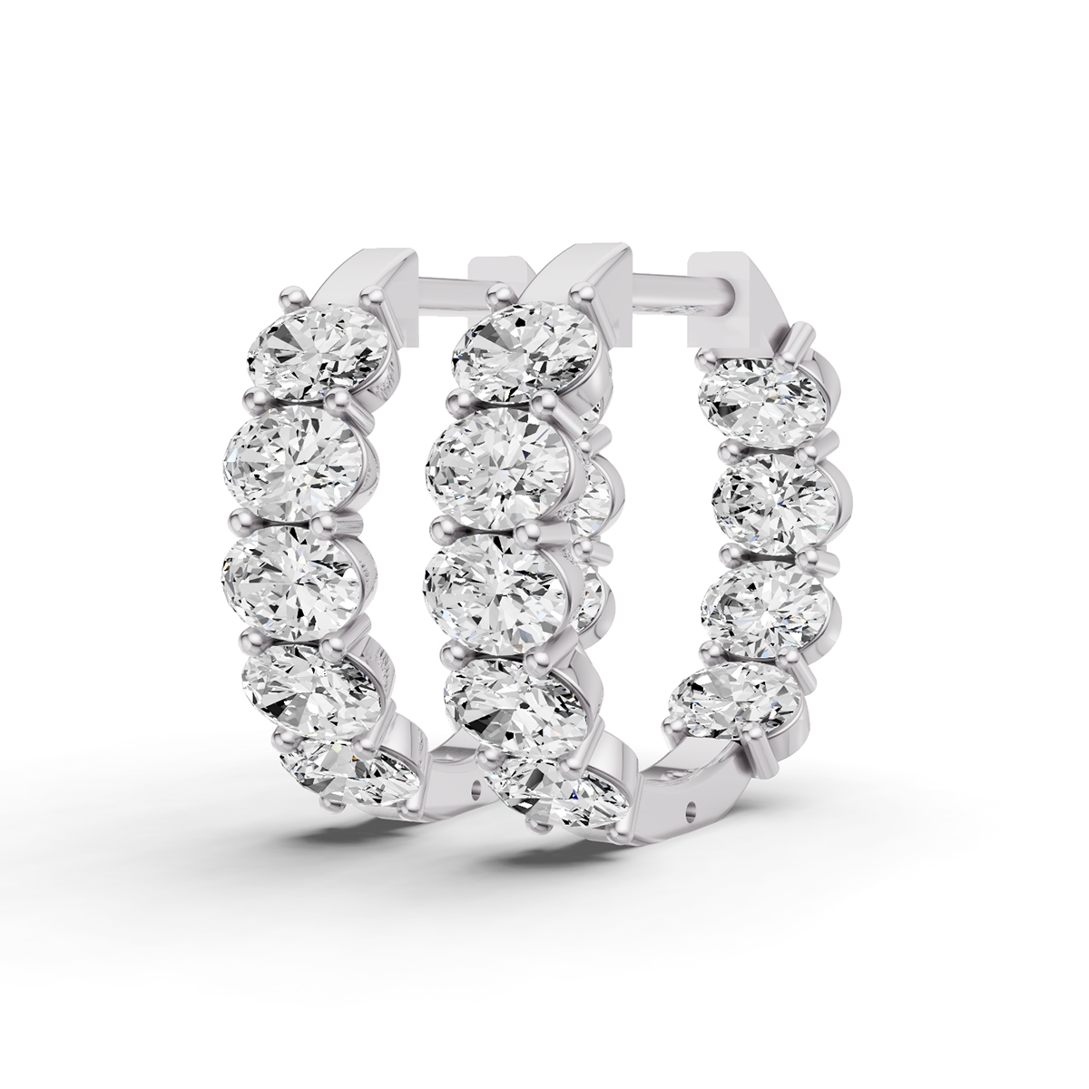 East - West Oval 2CTW Fancy Inside Out Hoop Earrings Lab Grown Diamonds