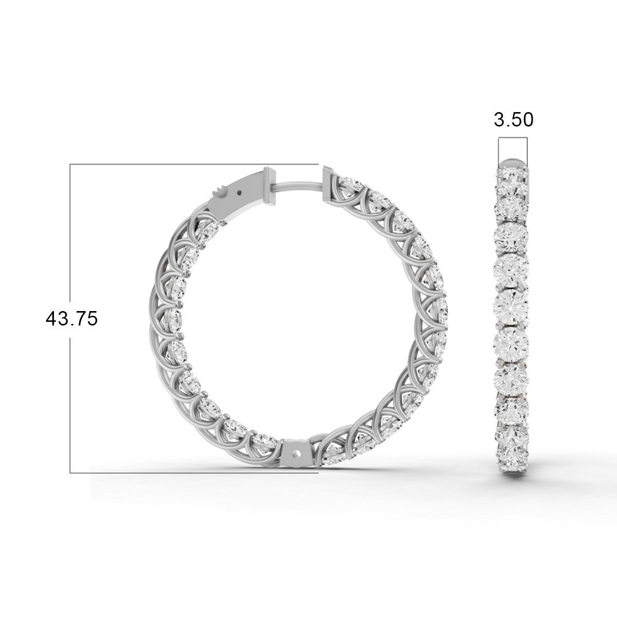 Lab Grown Diamond Inside and Out Hoop Earrings in 14 Karat Gold