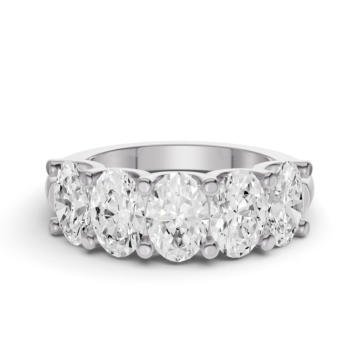 Oval Lab Grown Diamond Five-Stone Anniversary Band in 14 Karat Gold Unity Prong Setting