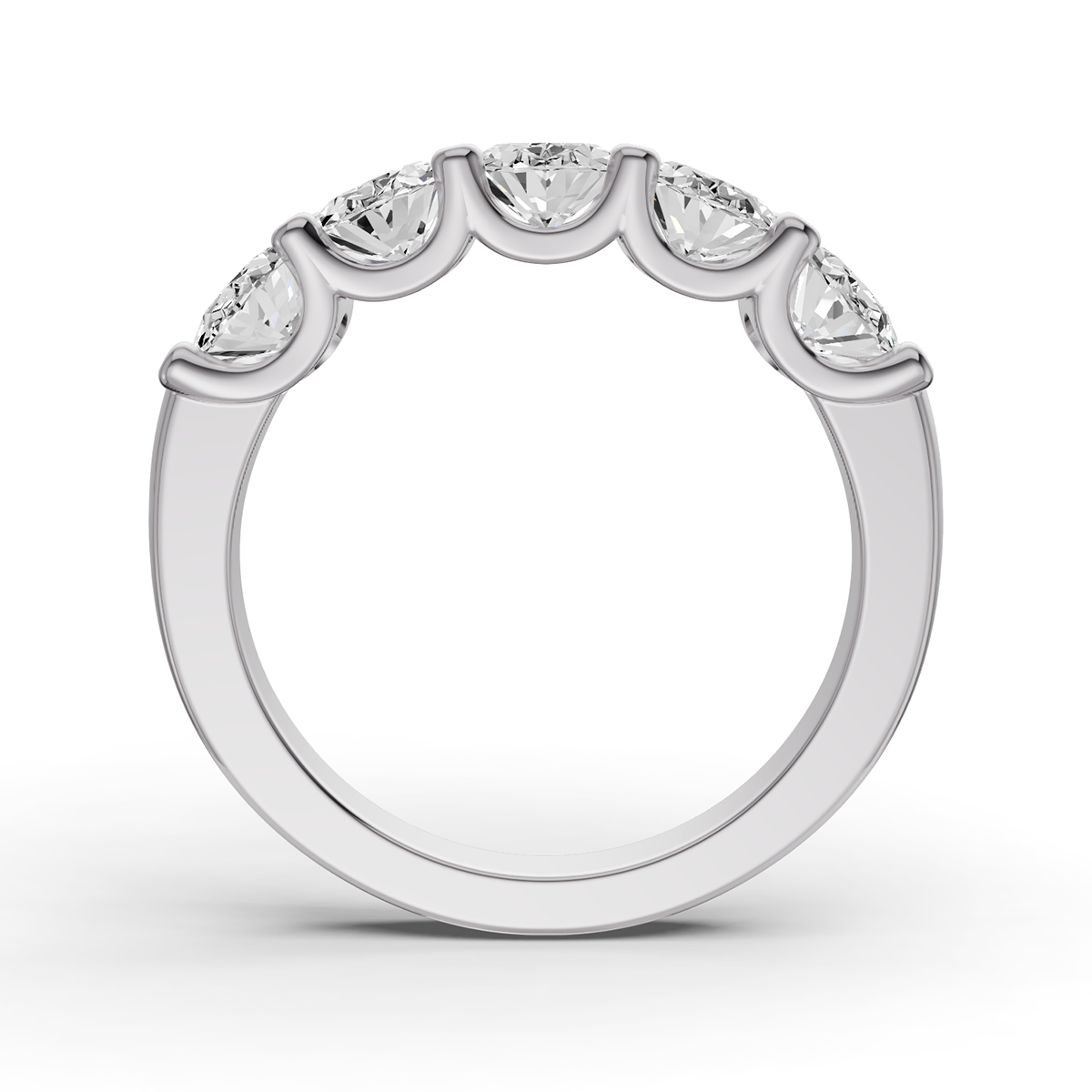 Oval Lab Grown Diamond Five-Stone Anniversary Band in 14 Karat Gold Unity Prong Setting