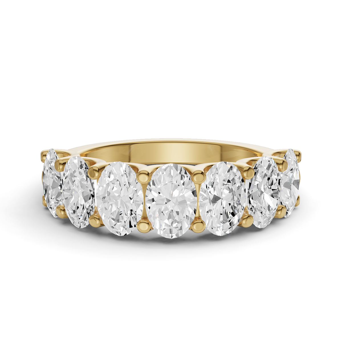 Oval Lab Grown Diamond Seven-Stone Anniversary Band in 14 Karat Gold Unity Prong Setting