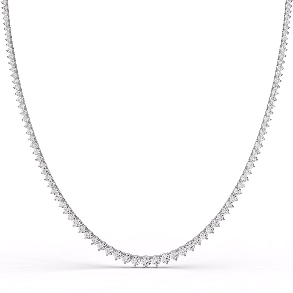 Graduated Lab Grown Diamond Tennis Necklace in 14 Karat Gold Set in 3 Prongs