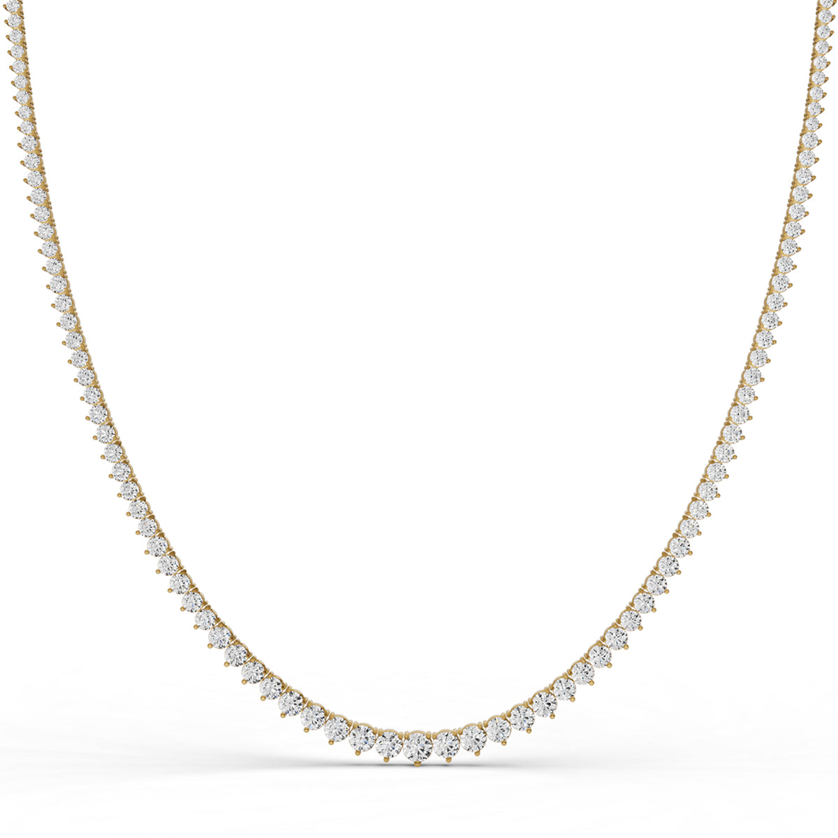 Graduated Lab Grown Diamond Tennis Necklace in 14 Karat Gold Set in 3 Prongs