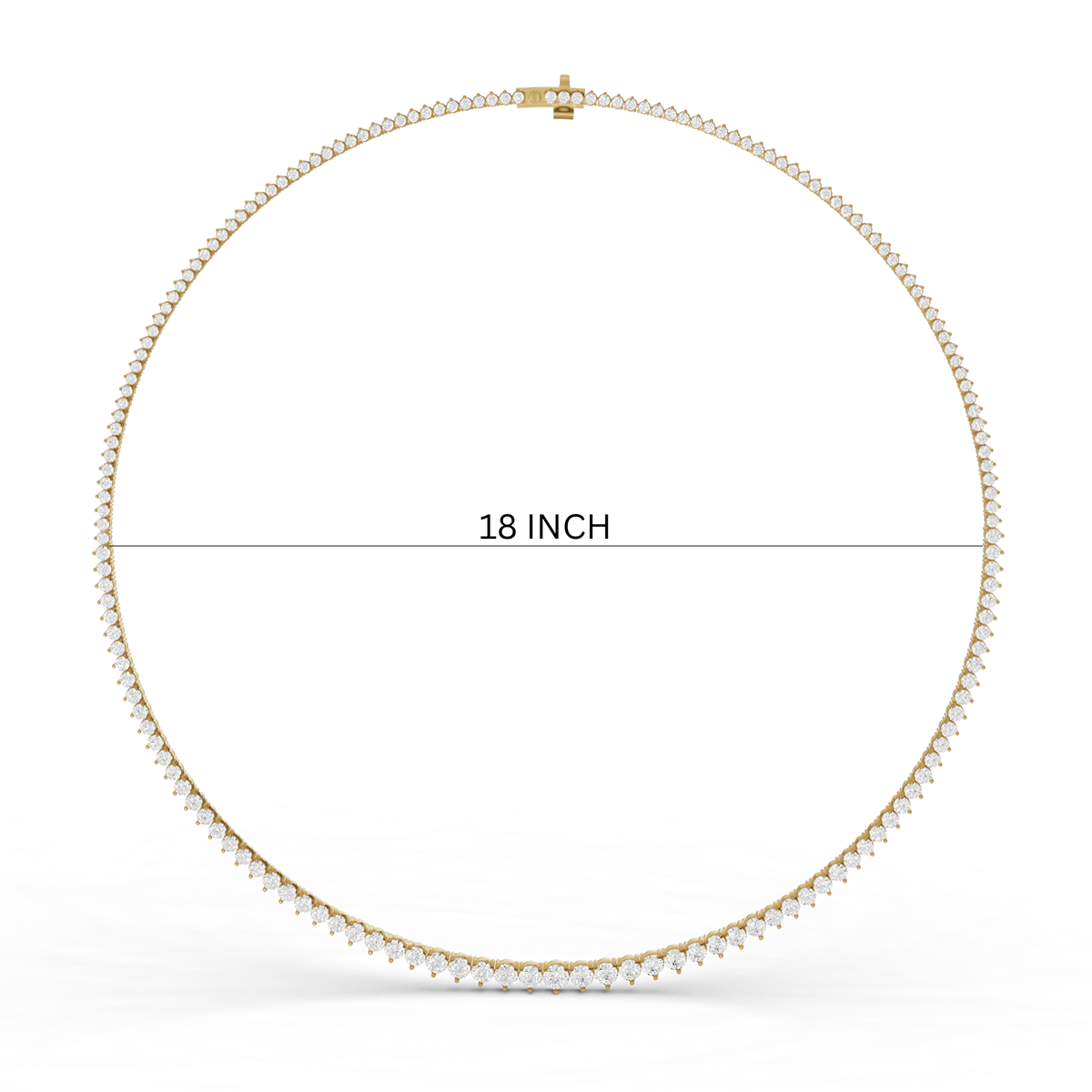 Graduated Lab Grown Diamond Tennis Necklace in 14 Karat Gold Set in 3 Prongs