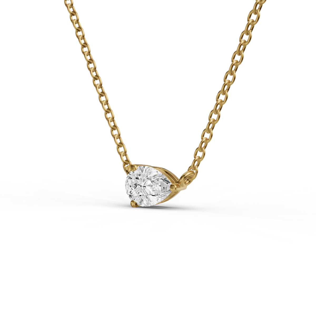 Pear Shape Floating Solitaire Lab Grown Diamond Pendant in 14K Gold Prong Setting