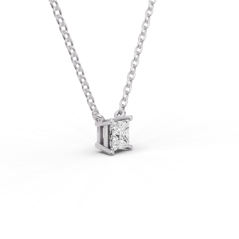 Princess Cut Floating Solitaire Lab Grown Diamond Pendant in 14K Gold Prong Setting