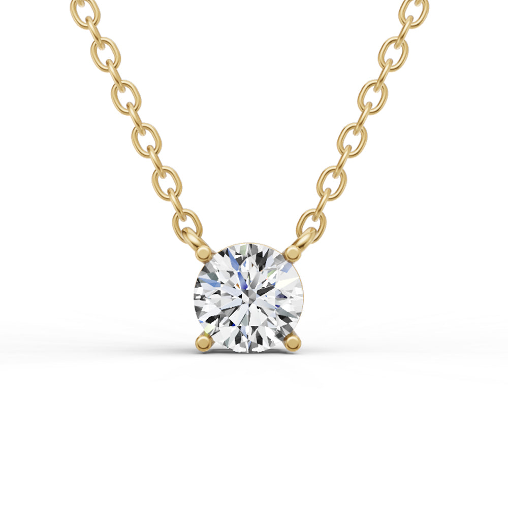 Round Solitaire Lab Grown Diamond Pendant in 14K Gold Prong Setting