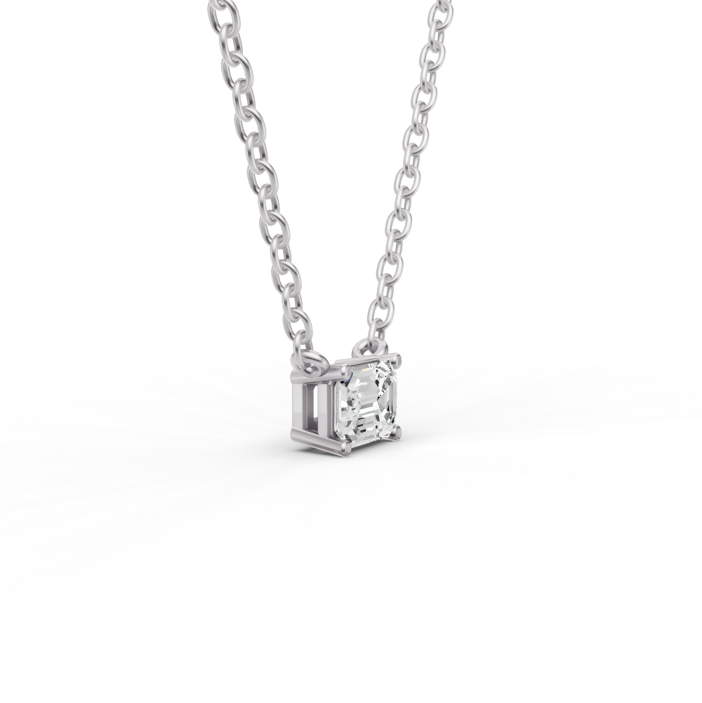 Emerald Floating Solitaire Lab Grown Diamond Pendant in 14K Gold Prong Setting