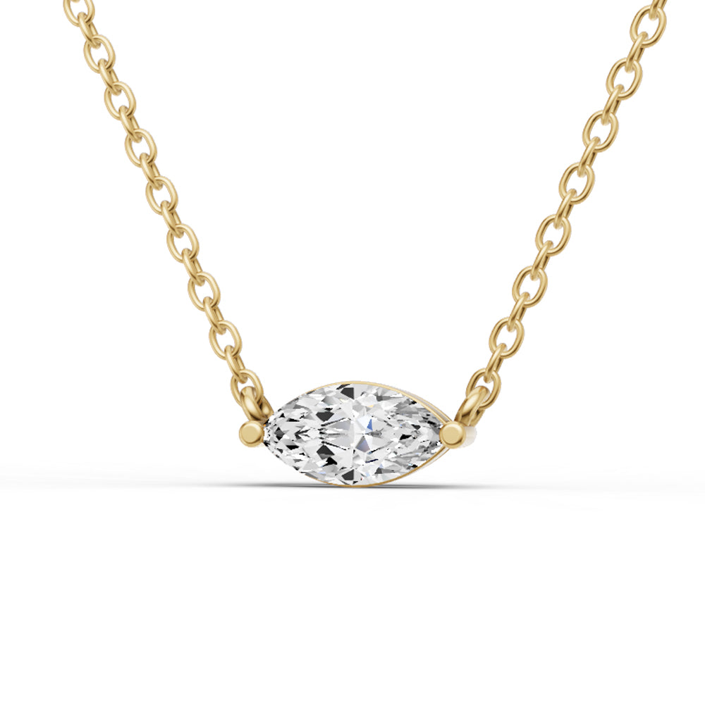 Marquise Floating Solitaire Lab Grown Diamond Pendant in 14K Gold Prong Setting