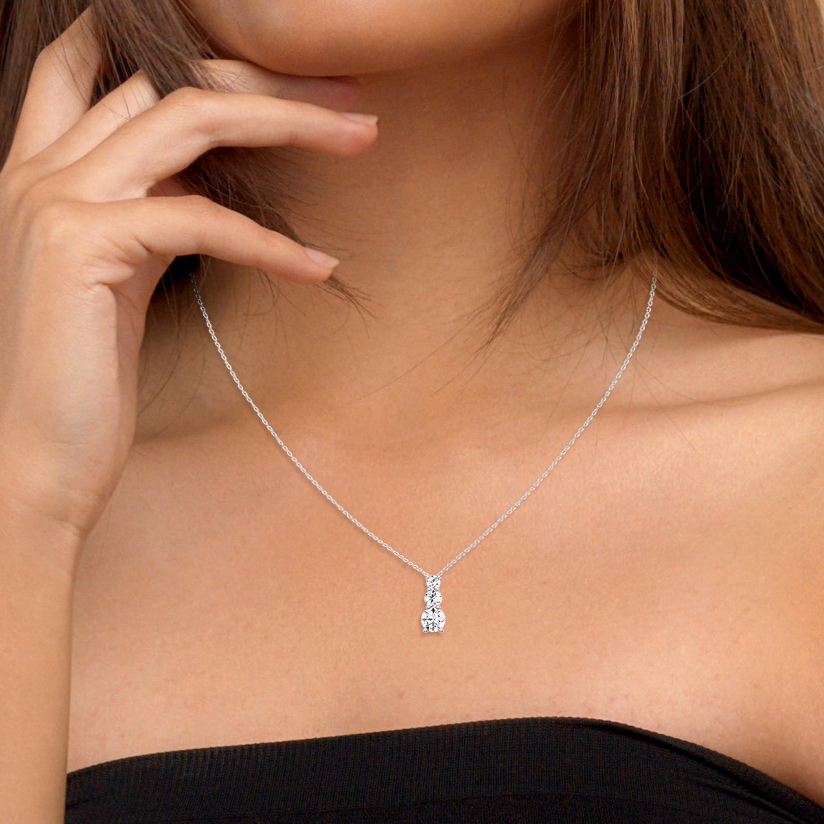 Three Stone Snowman Lab grown Diamond Pendant in 14 Karat Gold