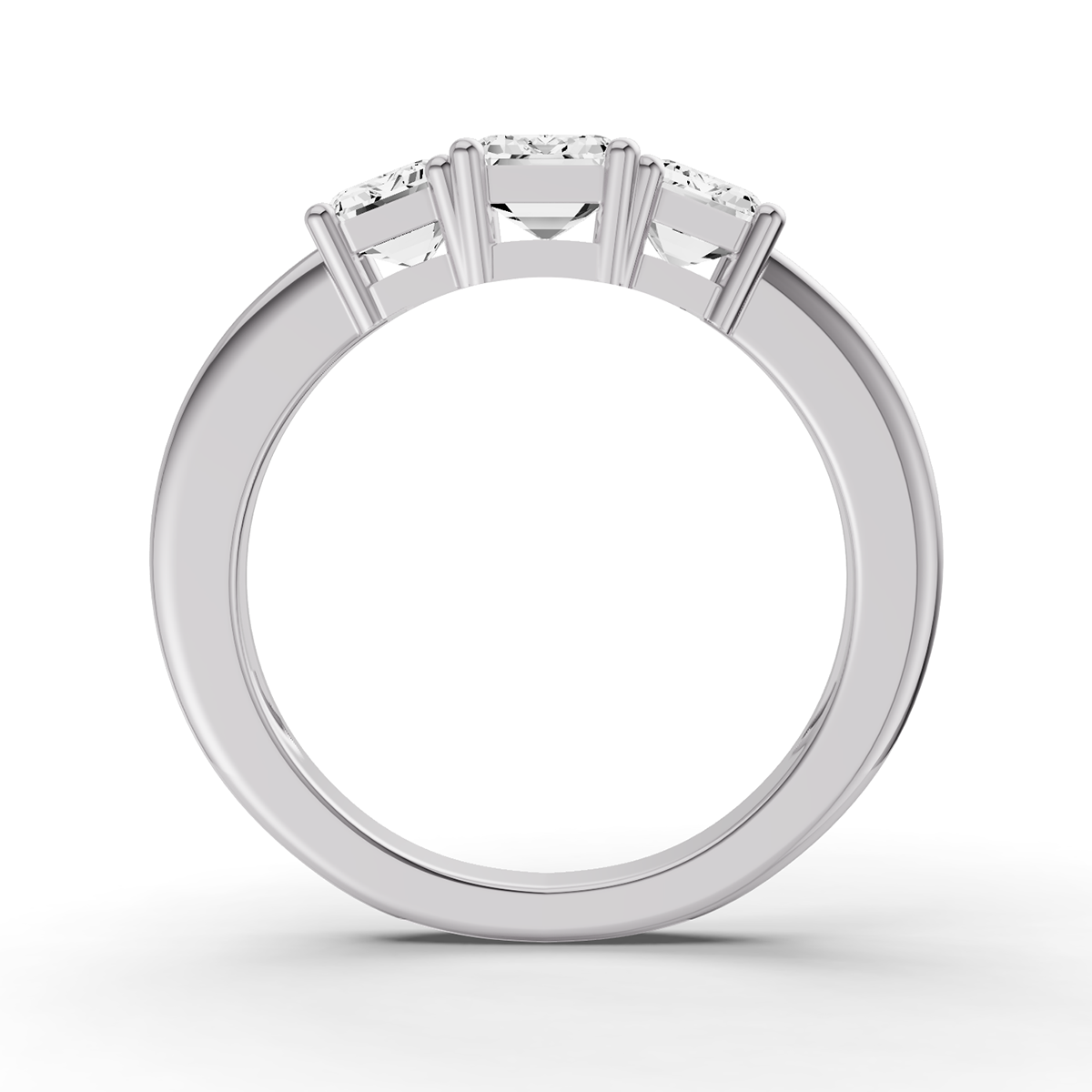 Emerald Cut Three-Stone 3 CTW Lab Grown Diamond Ring in 14 Karat Gold Basket Setting