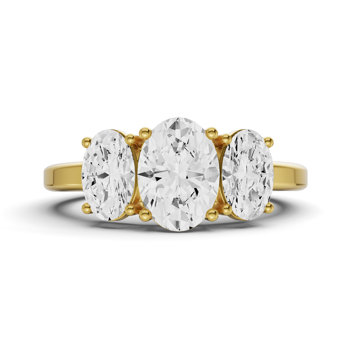 Oval Three-Stone 3 CTW Lab Grown Diamond Ring in 14 Karat Gold Basket Setting