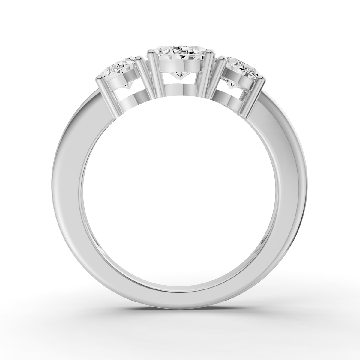 Oval Three-Stone 3 CTW Lab Grown Diamond Ring in 14 Karat Gold Basket Setting