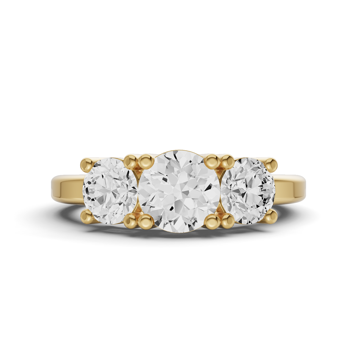 Round Three-Stone 2 CTW Lab Grown Diamond Ring in 14 Karat Gold Basket Setting