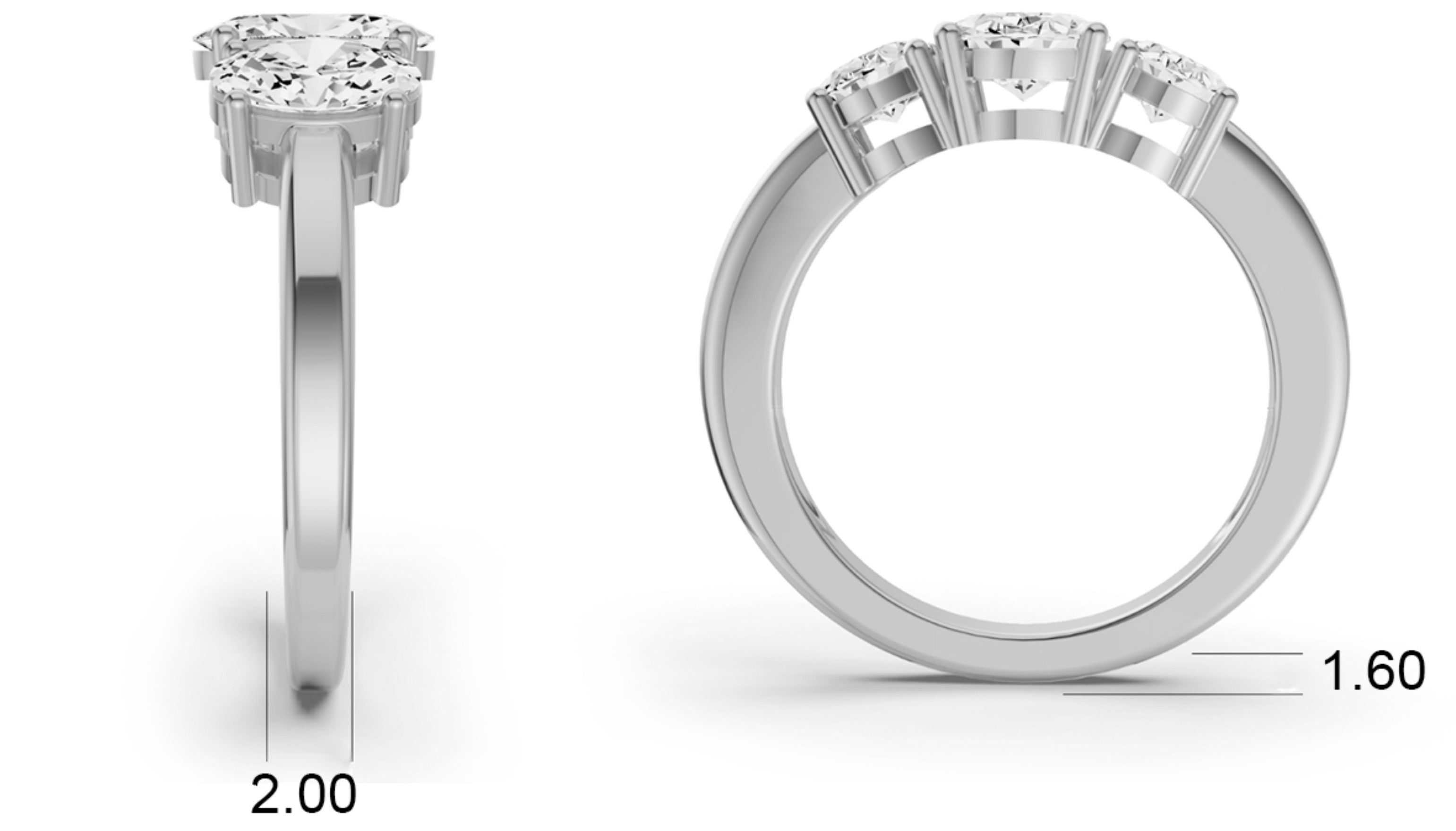 Oval Three-Stone 1 CTW Lab Grown Diamond Ring in 14 Karat Gold Basket Setting