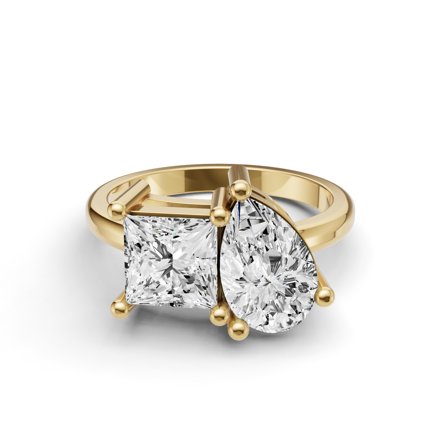 4 CT TW Toi et Moi Mixed Shape Two Stone Lab Grown Diamond Rings in 14 Karat Gold