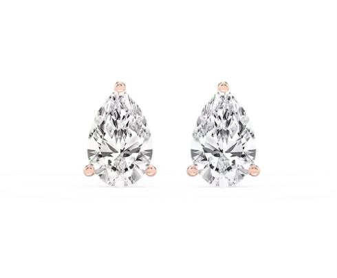 Pear Shape Prong Set Solitaire Lab Grown Diamond Studs