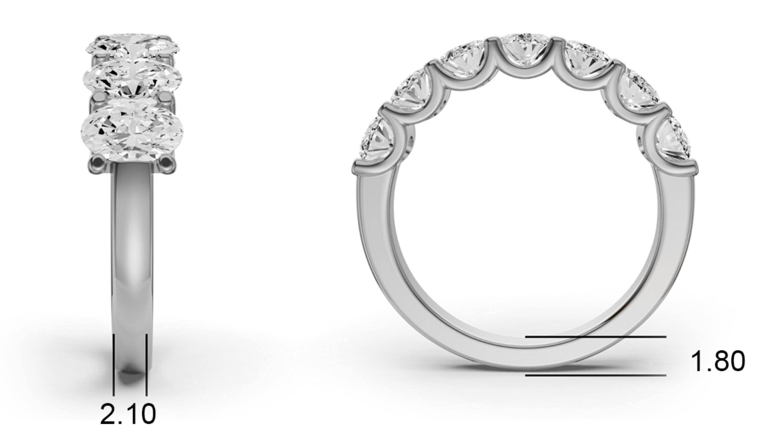 Oval Lab Grown Diamond Seven-Stone Anniversary Band in 14 Karat Gold Unity Prong Setting