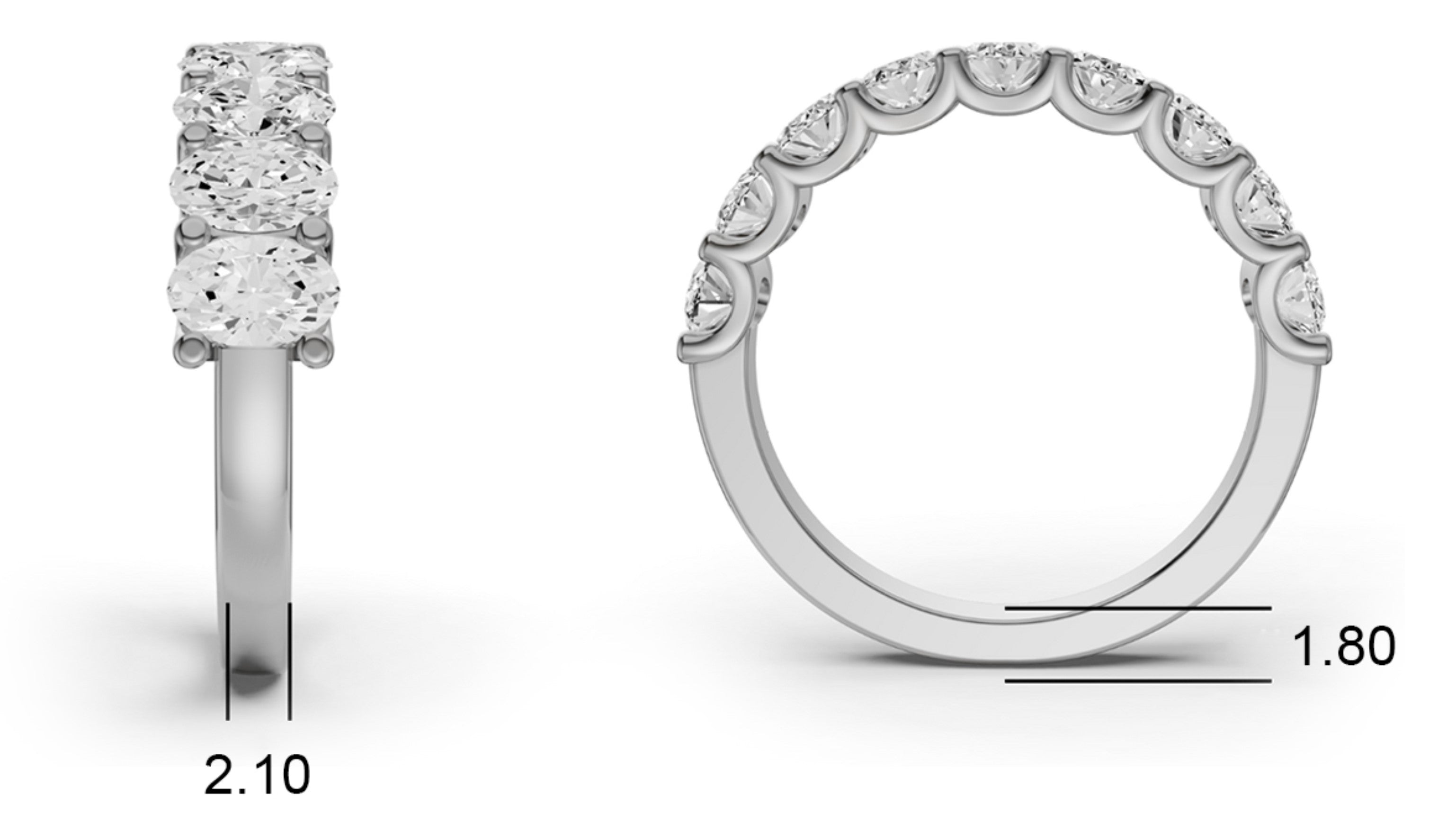 Oval Lab Grown Diamond Nine-Stone Anniversary Band in 14 Karat Gold Unity Prong Setting