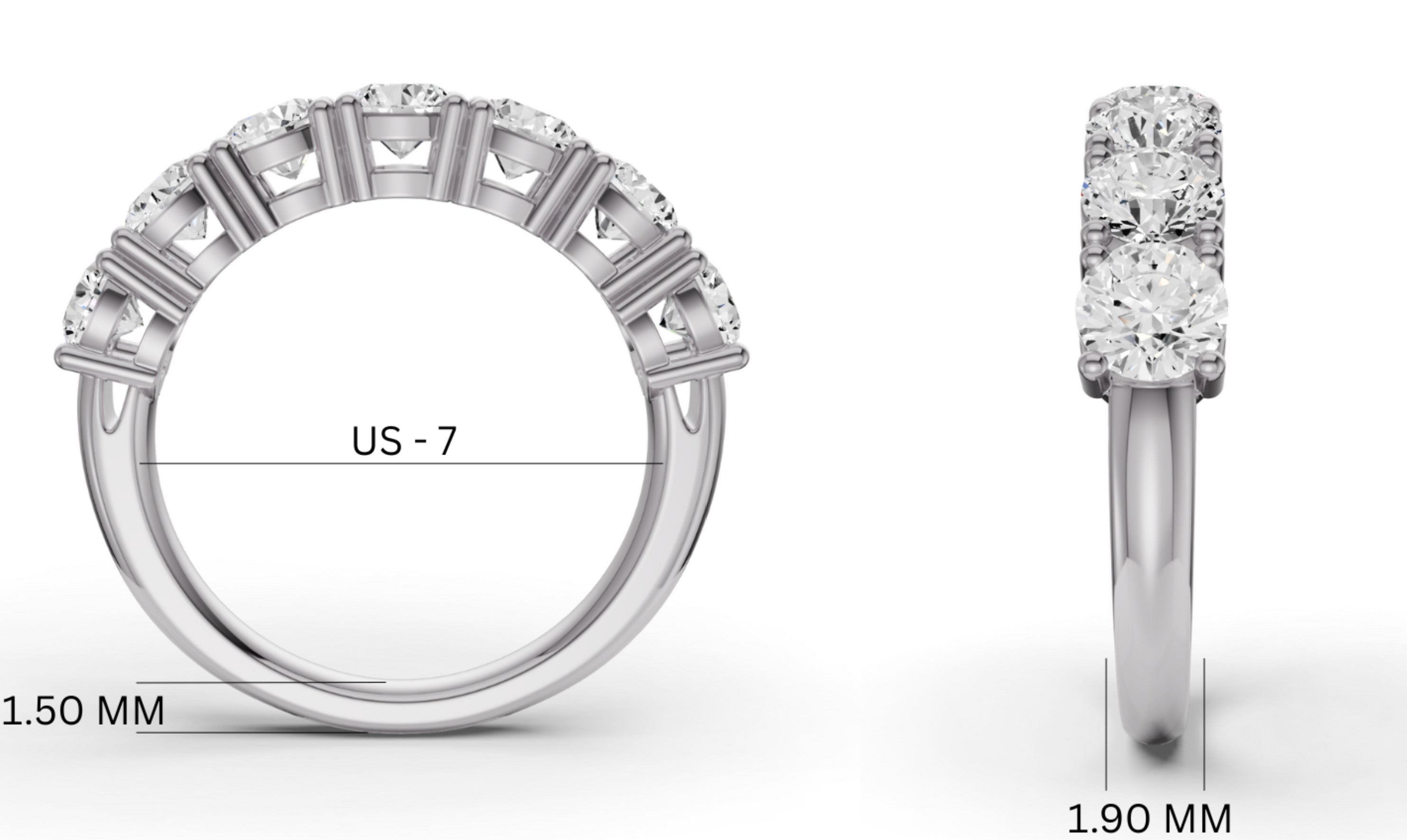 Round Lab Grown Diamond Seven-Stone Anniversary Band in 14Karat Gold Basket Setting