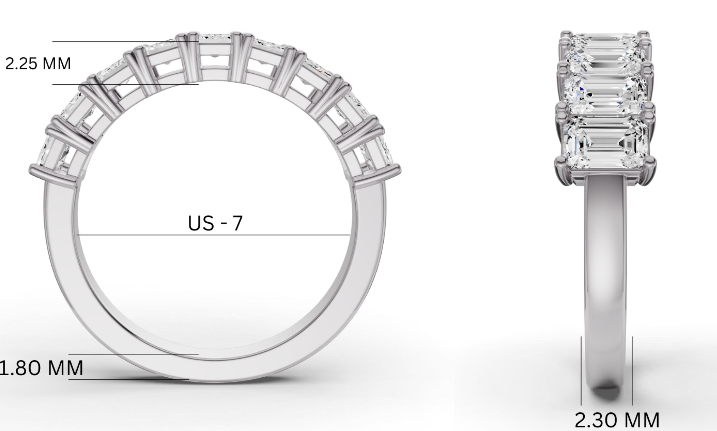 Emerald Lab Grown Diamond Nine-Stone Anniversary Band in 14 Karat Gold Basket Setting