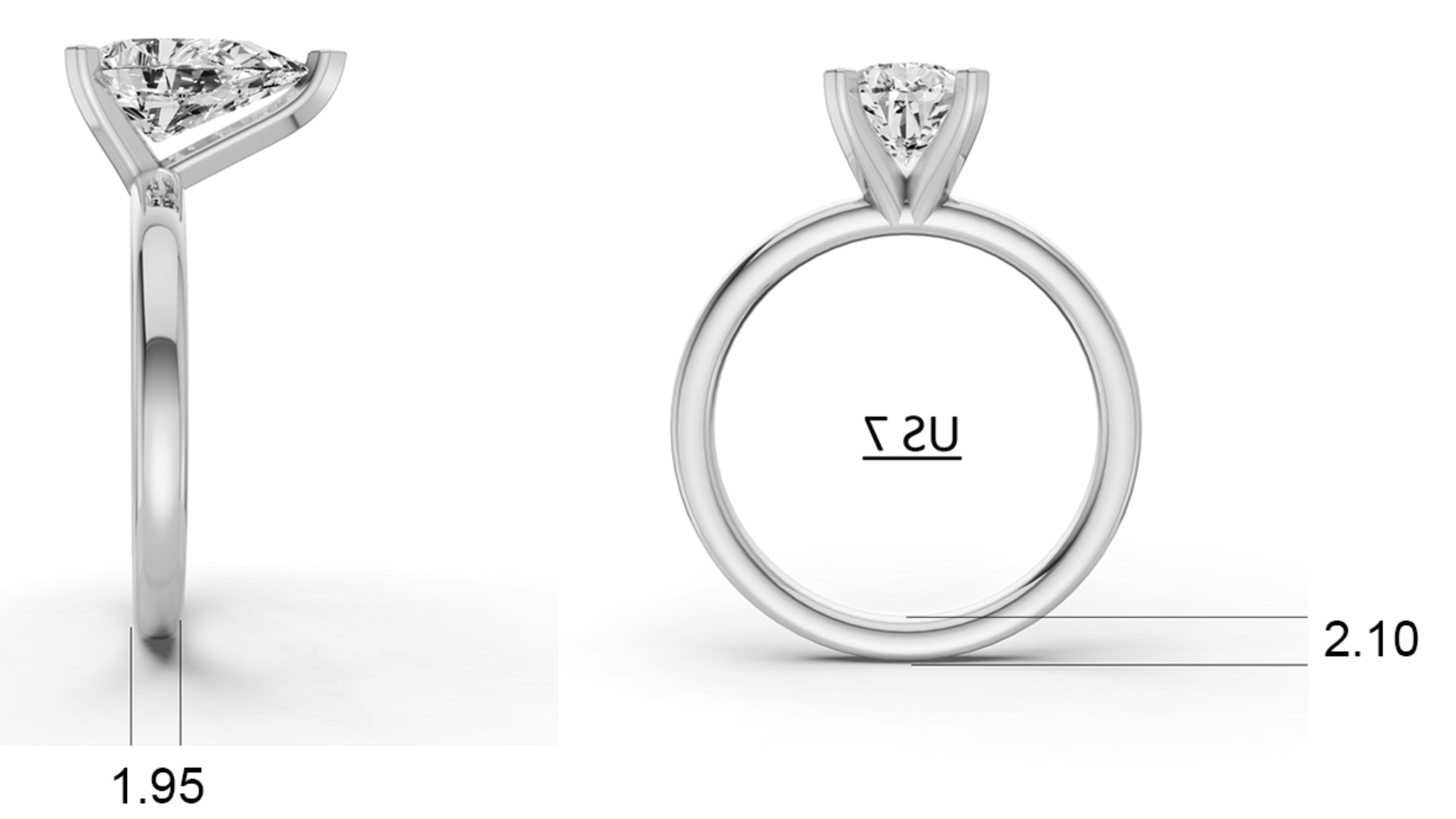 Pear Solitaire Lab Grown Diamond Low Setting in 14 Karat Gold