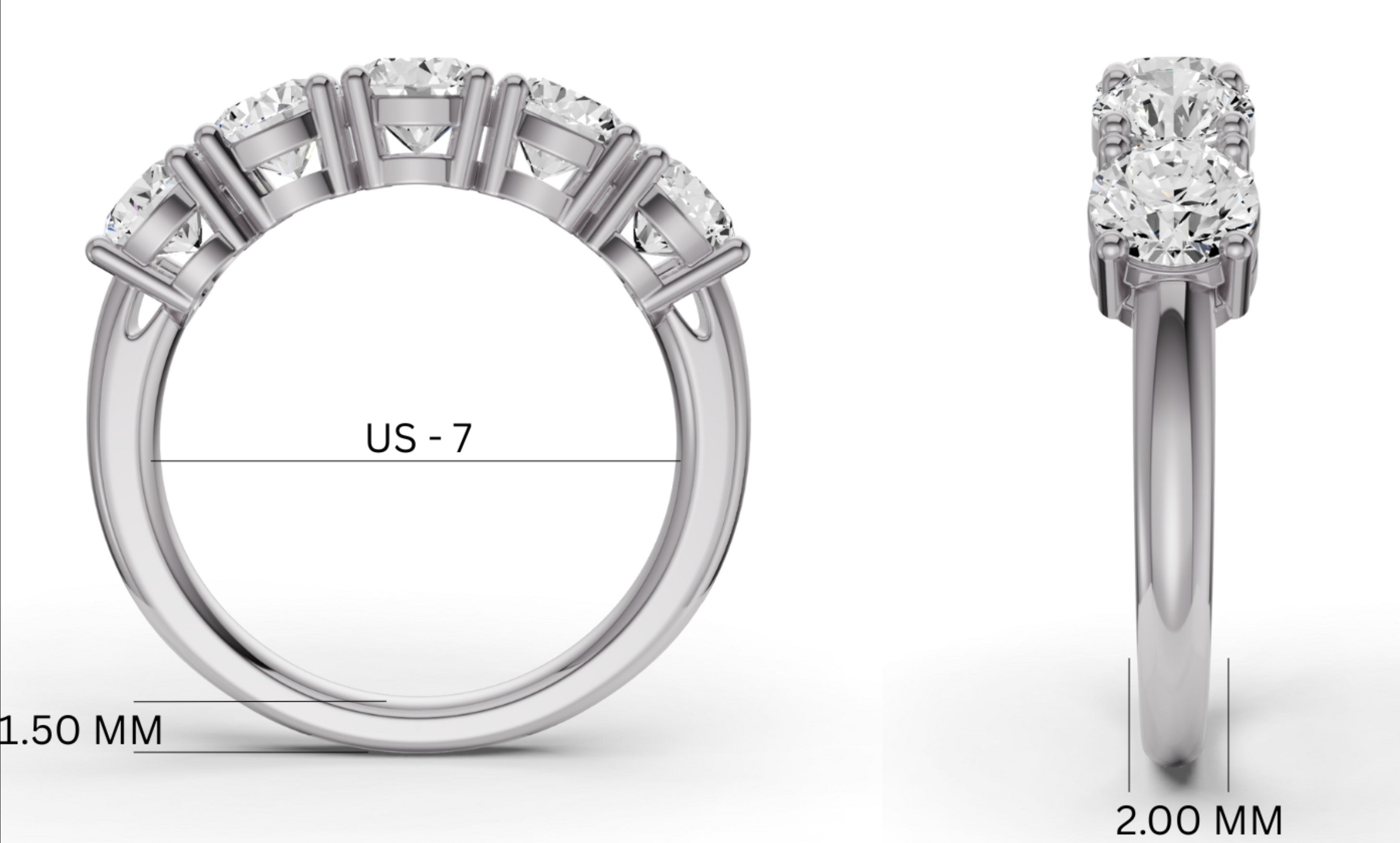 Round Lab Grown Diamond Five-Stone Anniversary Band in 14Karat Gold Basket Setting