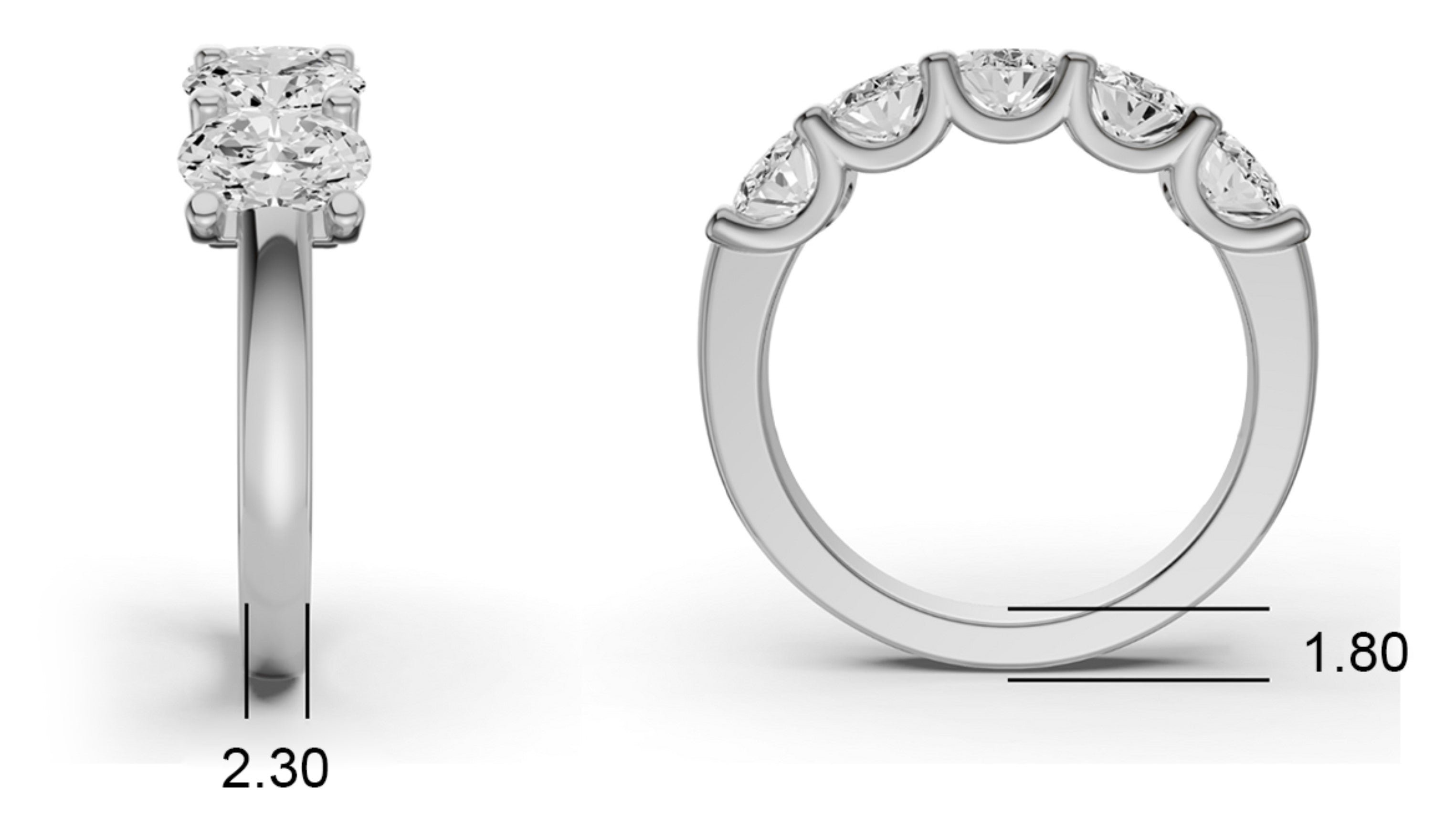 Oval Lab Grown Diamond Five-Stone Anniversary Band in 14 Karat Gold Unity Prong Setting