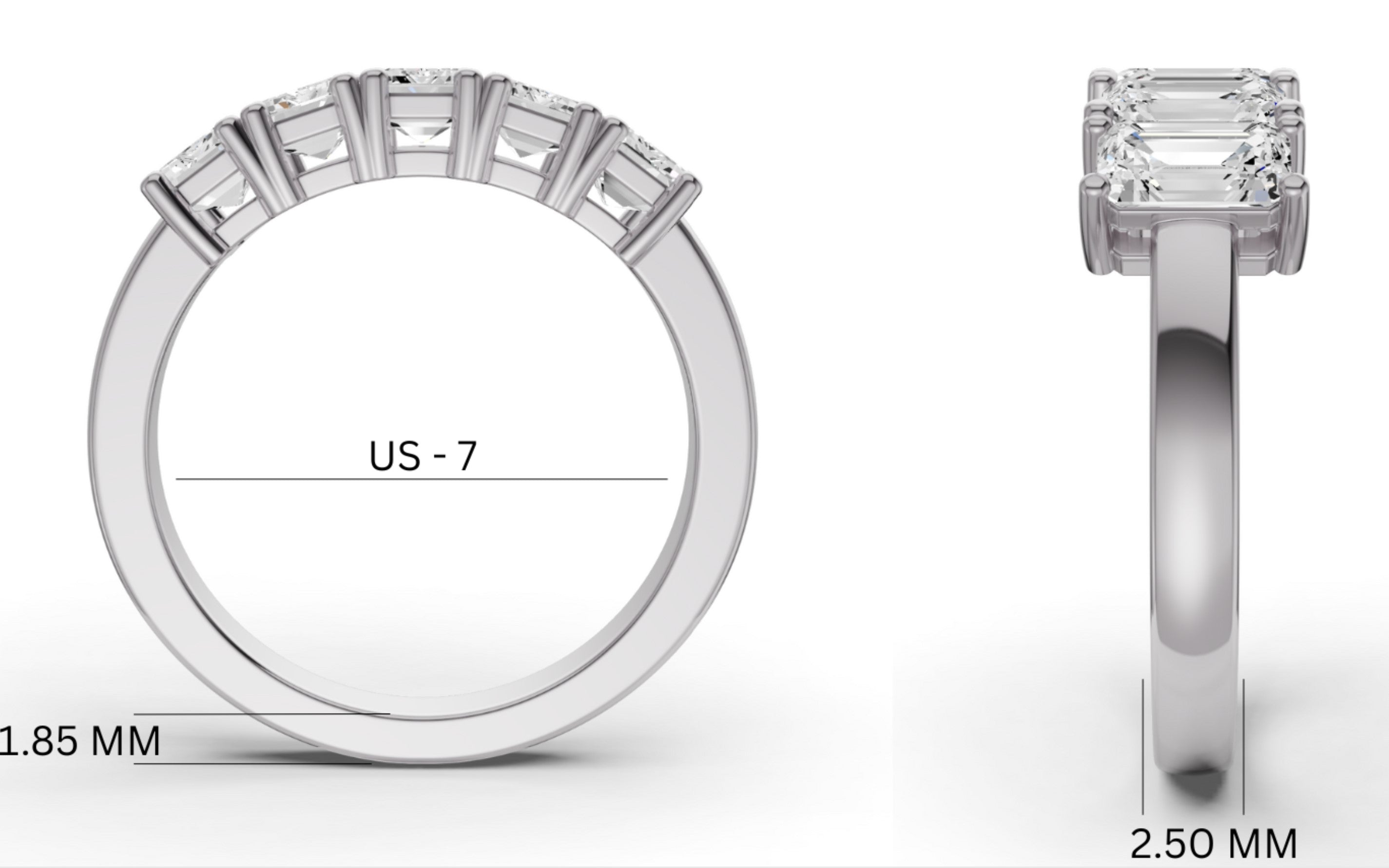 Emerald Lab Grown Diamond Five-Stone Anniversary Band in 14 Karat Gold Basket Setting