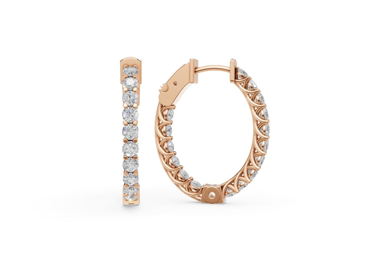 Lab Grown Diamond Inside and Out Hoop Earrings in 14 Karat Gold