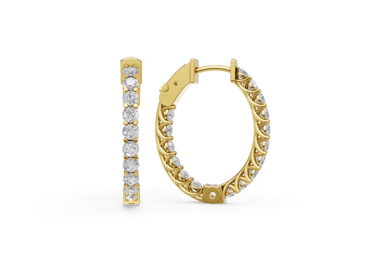 Lab Grown Diamond Inside and Out Hoop Earrings in 14 Karat Gold