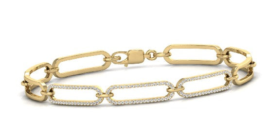 14 Karat Yellow Gold 0.50ctw Lab Grown Diamond Link Bracelet