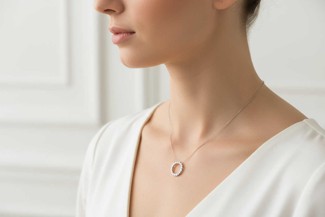 circle pendant on model