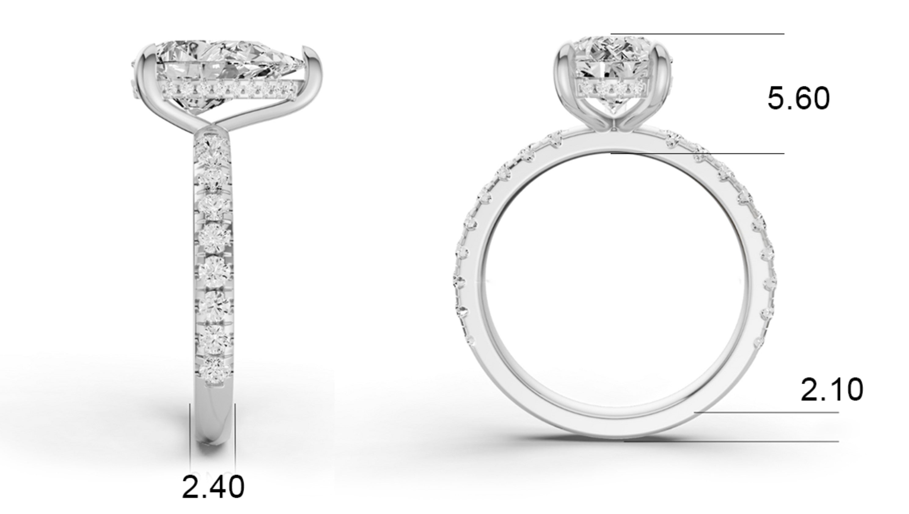 Pear Hidden Halo Engagement Lab Grown Diamond Ring with Diamonds on the Shank