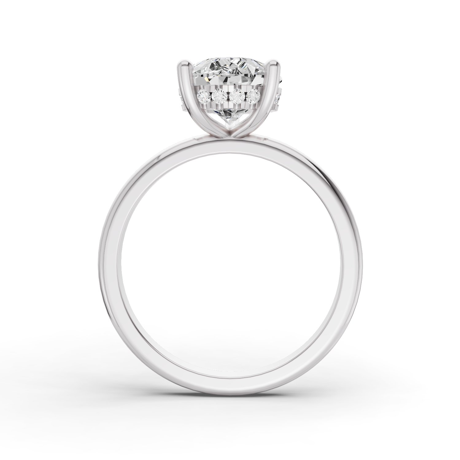 Pear Hidden Halo Plain Shank Engagement Lab Grown Diamond Ring