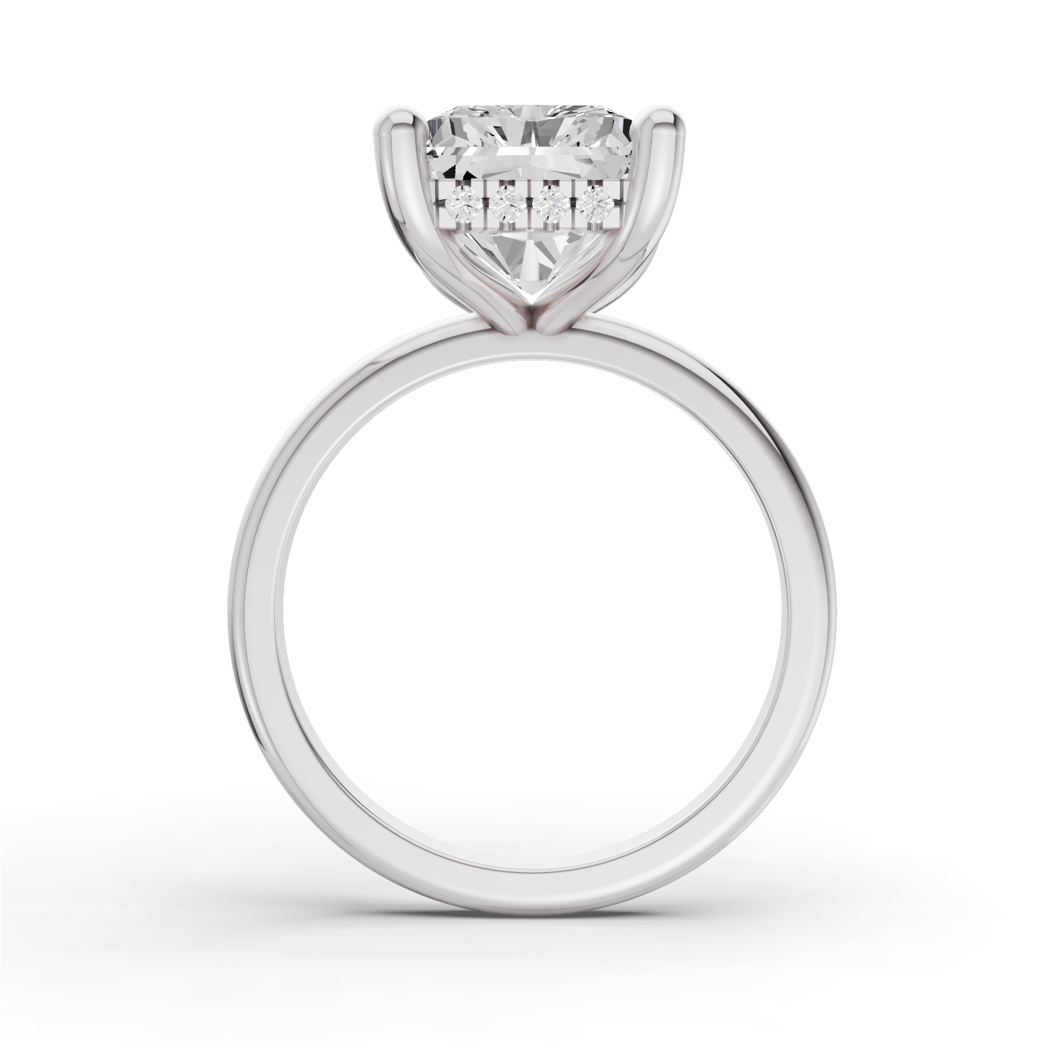 Radiant Hidden Halo Plain Shank Engagement Lab Grown Diamond Ring