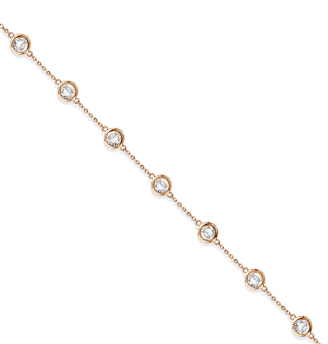 Round Lab Grown Diamond Station Bracelet in 14 Karat Gold Bezel Set