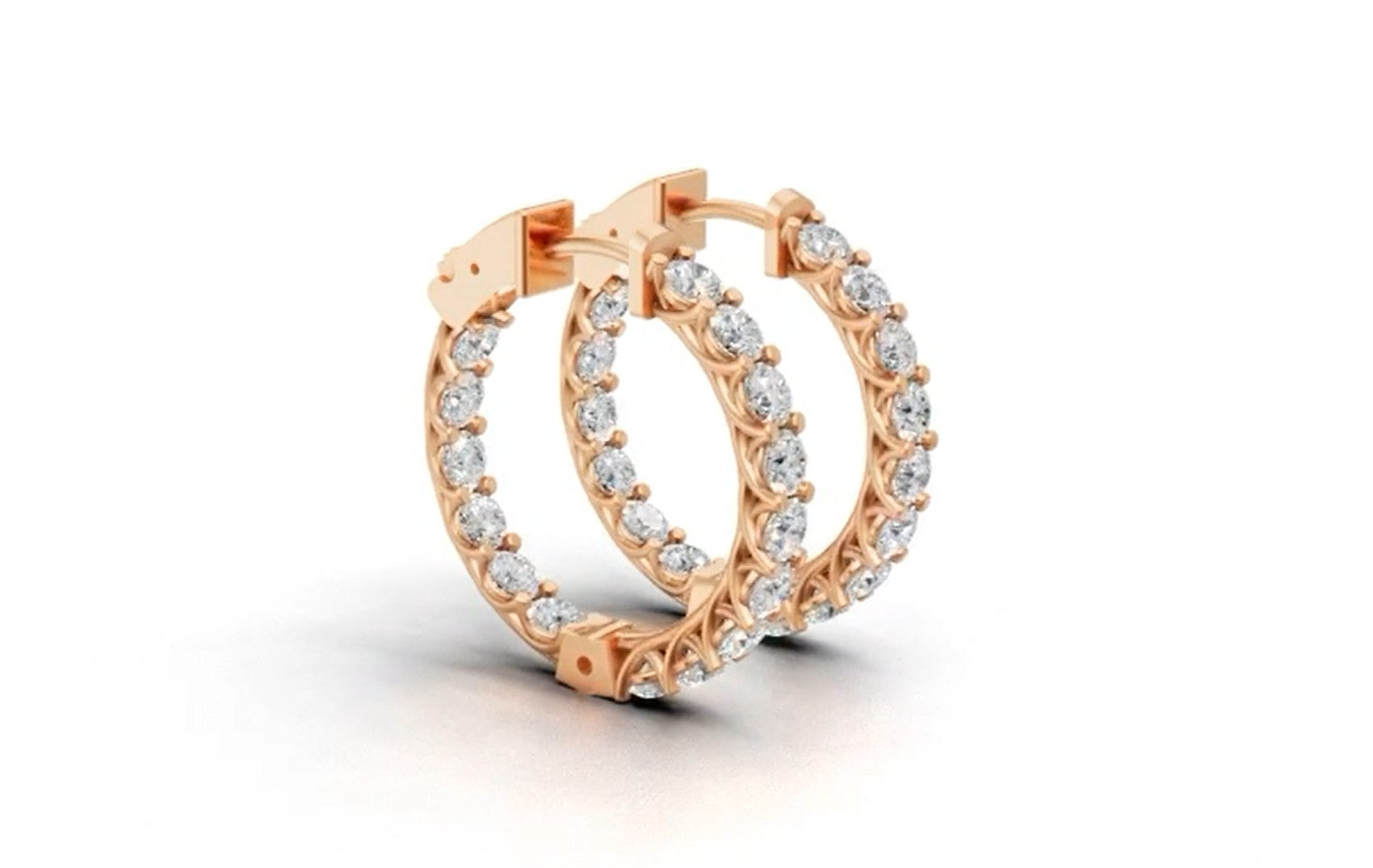 Lab Grown Diamond Inside and Out Hoop Earrings in 14 Karat Gold