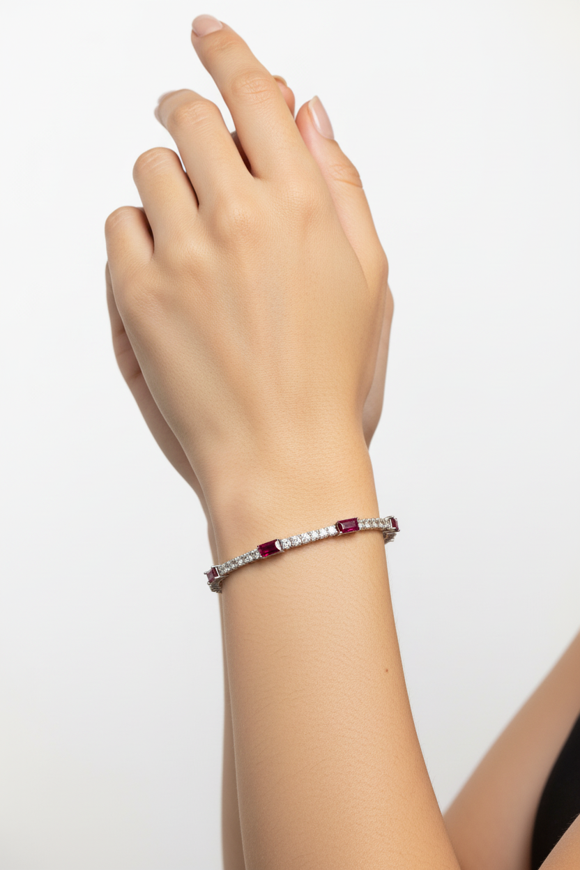 Ruby and Diamond Bracelet on Model