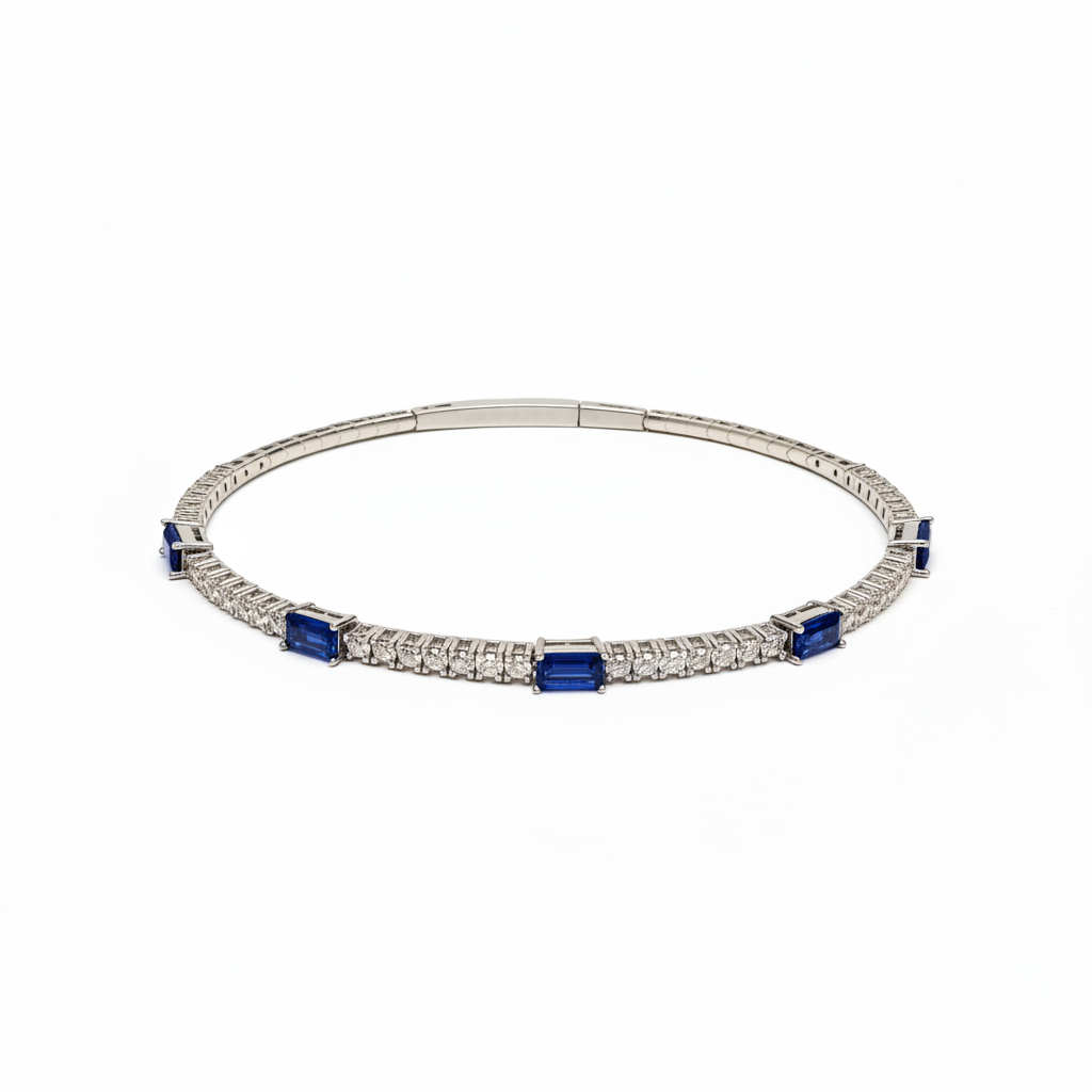 Sapphire and diamond flexi bangle