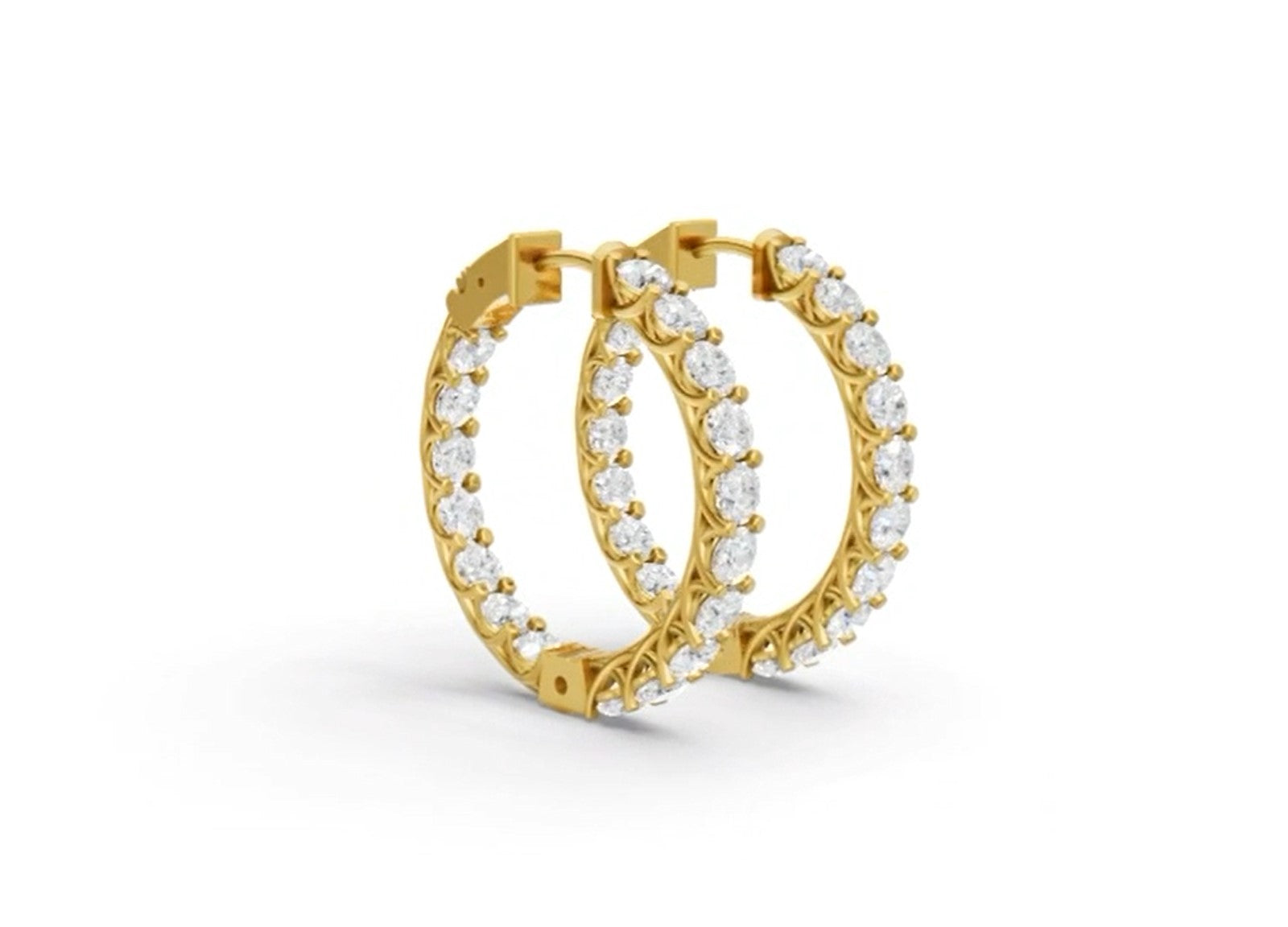 Lab Grown Diamond Inside and Out Hoop Earrings in 14 Karat Gold
