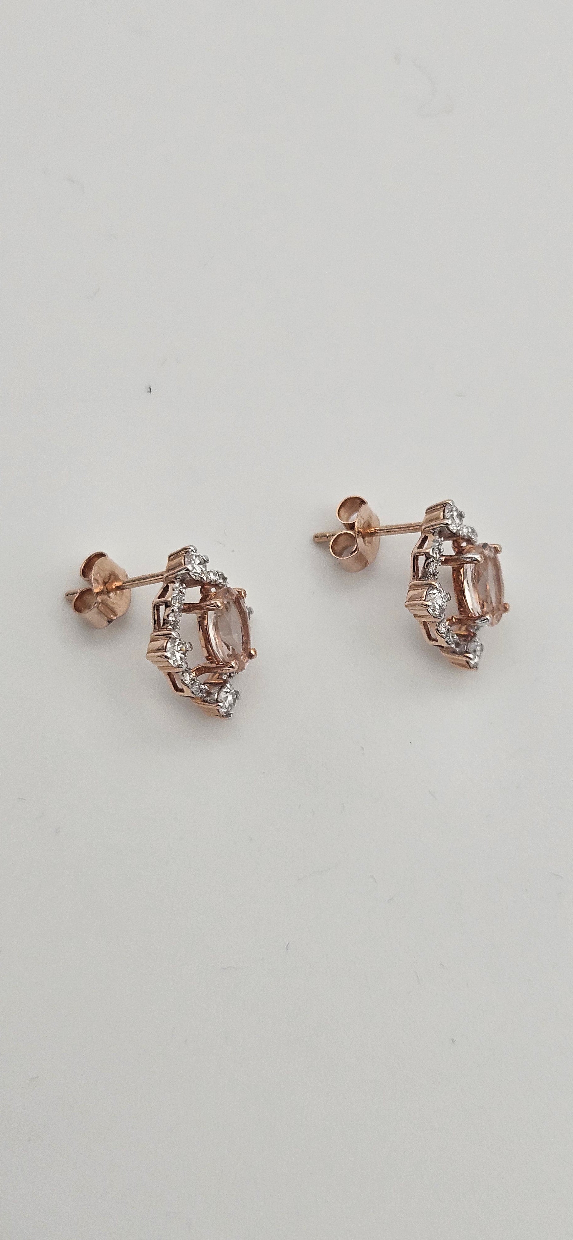14K Rose Gold Morganite and Lab Grown Diamond Halo Set