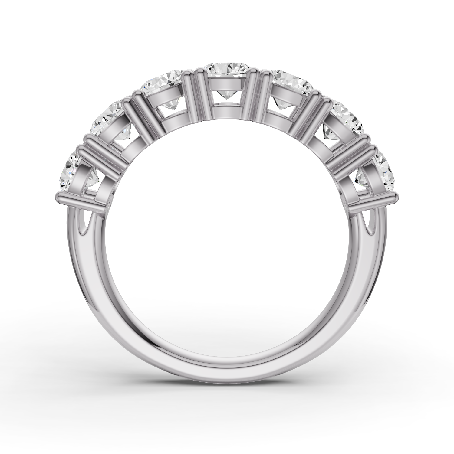 Round Lab Grown Diamond Seven-Stone Anniversary Band in 14Karat Gold Basket Setting