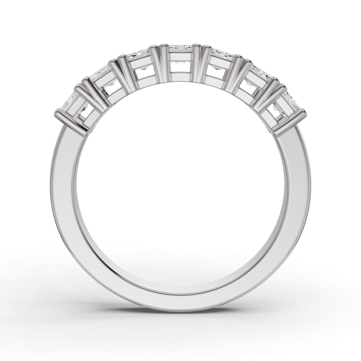 Emerald Lab Grown Diamond Seven-Stone Anniversary Band in 14 Karat Gold Basket Setting