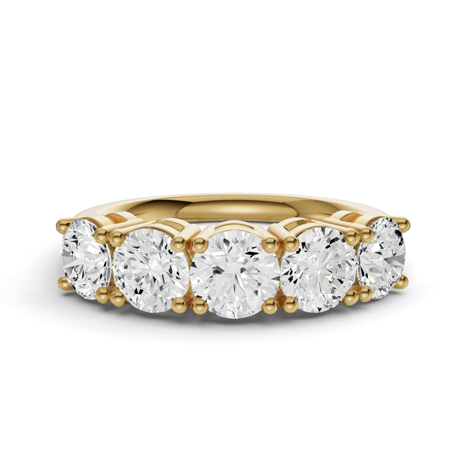 Round Lab Grown Diamond Five-Stone Anniversary Band in 14Karat Gold Basket Setting