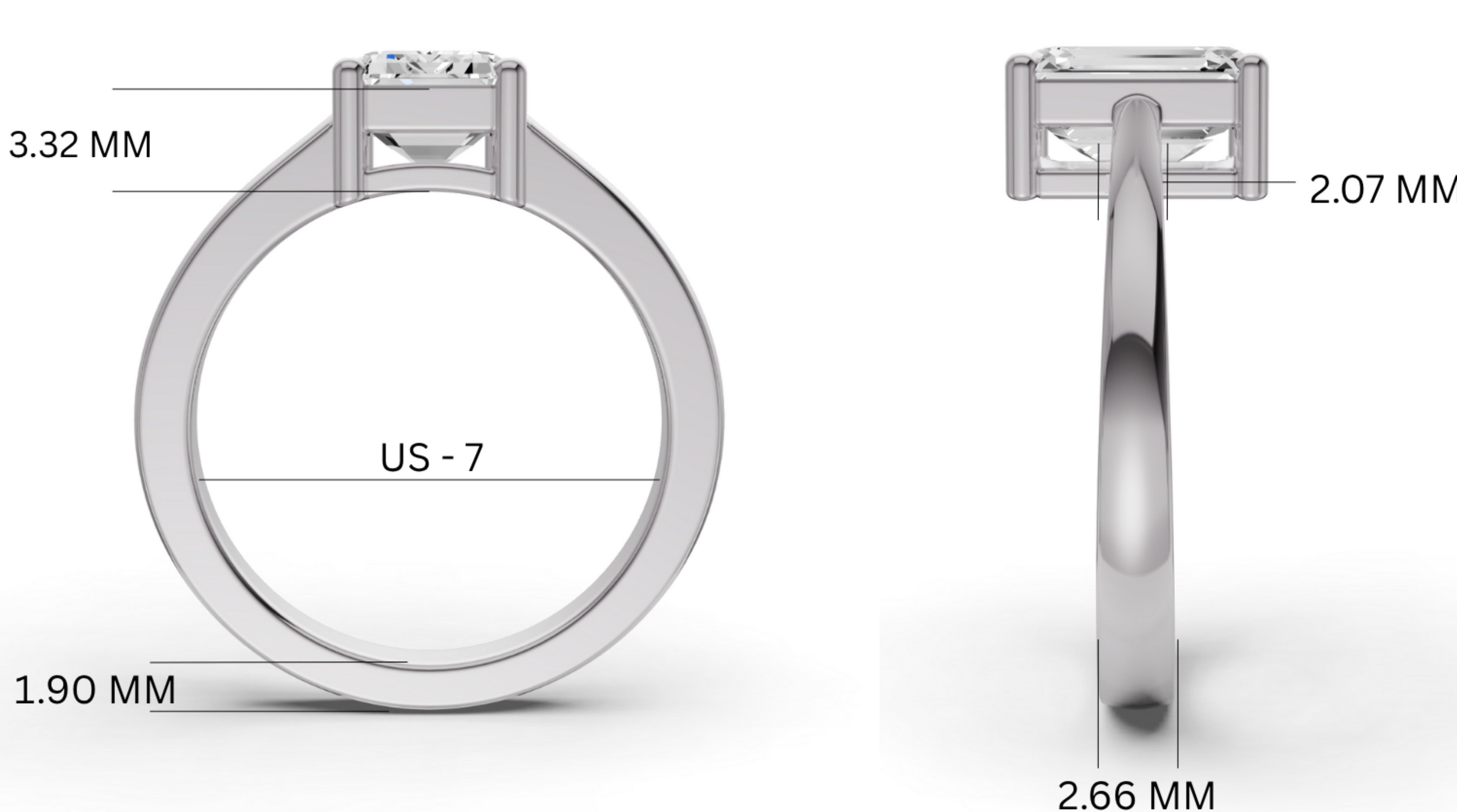 Emerald Basket Solitaire Lab Grown Diamond in 14 Karat Gold