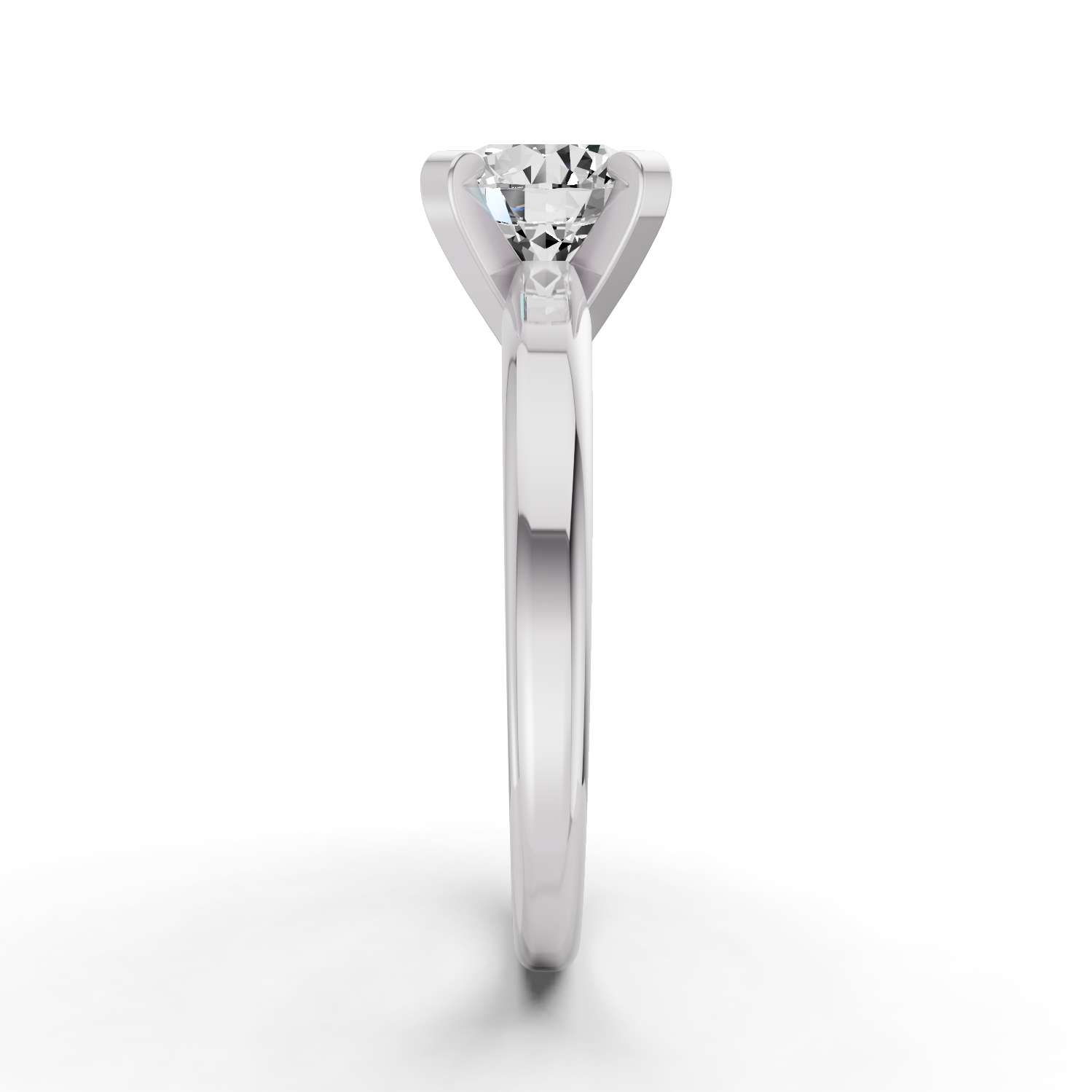 Round Solitaire Lab Grown Diamond Low Setting in 14 Karat Gold